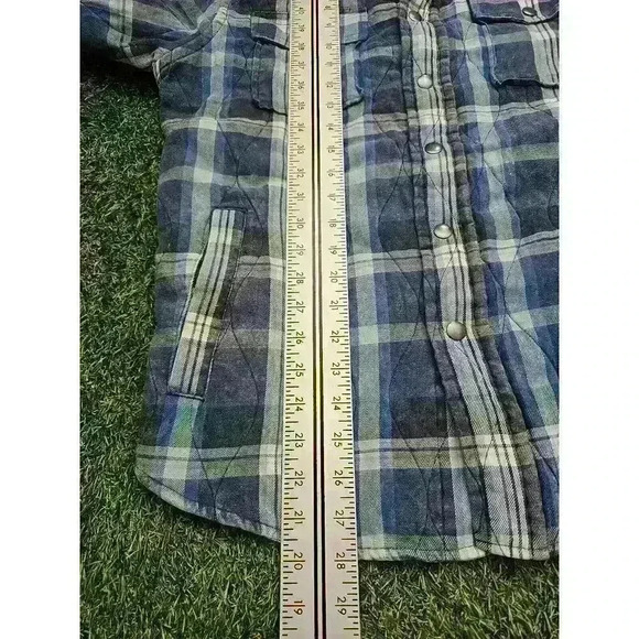 Arizona Jean Co Lined Flannel Plaid Snap Mens Sz Medium Faded Quilted - Picture 7 of 8